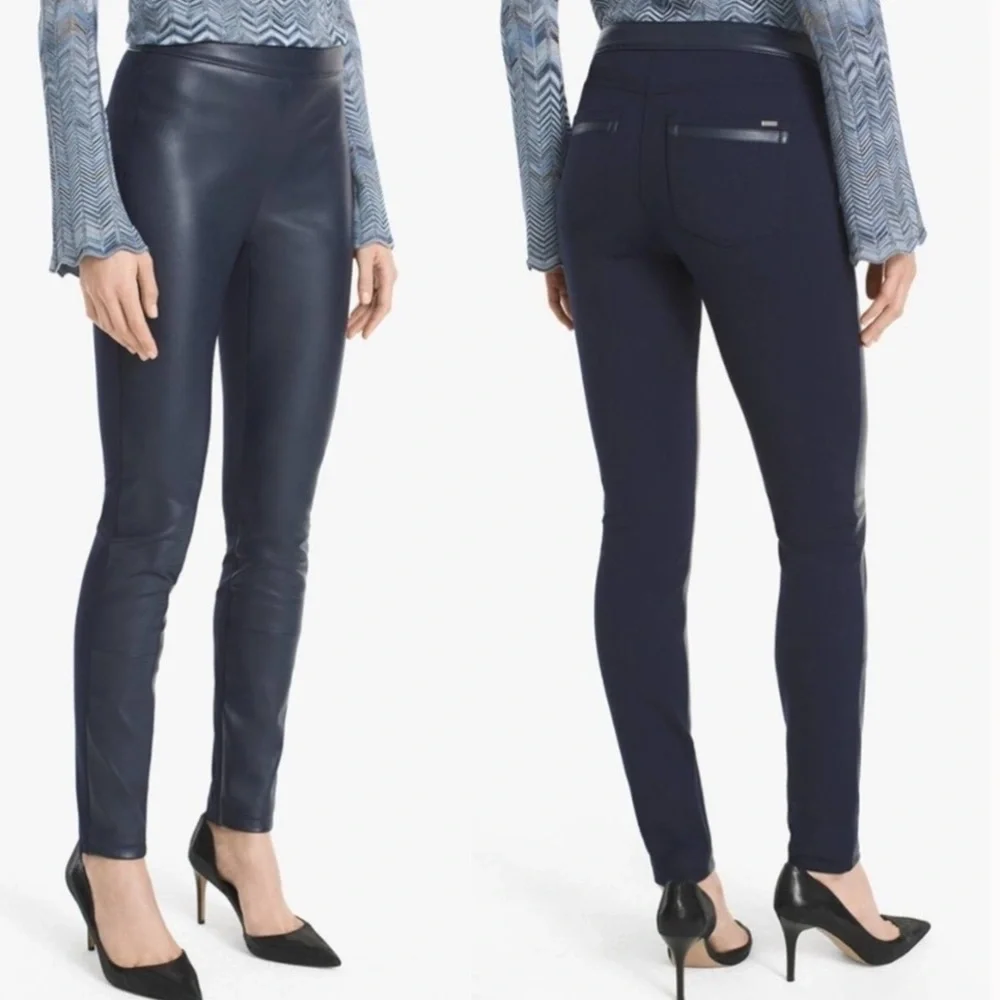White House Black Market Navy Faux-Leather Leggings